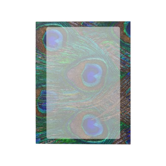 Lebhafte Pfauenfedern Etching Style Decor Notizblock (Rotiert)