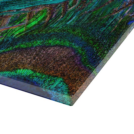 Lebhafte Pfauenfedern Etching Style Decor Schneidebrett (Ecke)