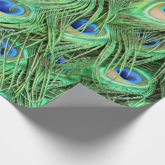 Lebhafte Pfauenfedern Geschenkpapier (Ecke)