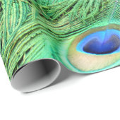 Lebhafte Pfauenfedern Geschenkpapier (Rolleneckpunkt)
