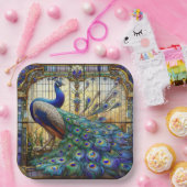 Lebhafte Pfauenpapier-Teller: Die elegante Tabelle Pappteller (Party)