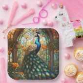 Lebhafte Pfauenpapier-Teller: Die elegante Tabelle Pappteller (Party)