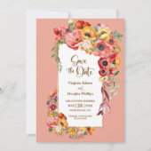 Lebhafte Pfirsichstrümpfe Hochzeit speichern Sie d Save The Date (Vorderseite)