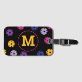 Lebhafte Pickleballs auf schwarzen, benutzerdefini Gepäckanhänger (Vorderseite (Horizontal))