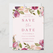 Lebhafte Pink-Aquarell-Blumenzeremonie Save The Date (Vorderseite)