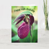 Lebhafte Pink Lady Slipper Personalisiert Geburtst Karte (Vorderseite)