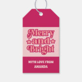 Lebhafte Pink Merry und helle Weihnachten Geschenkanhänger (Vorderseite)