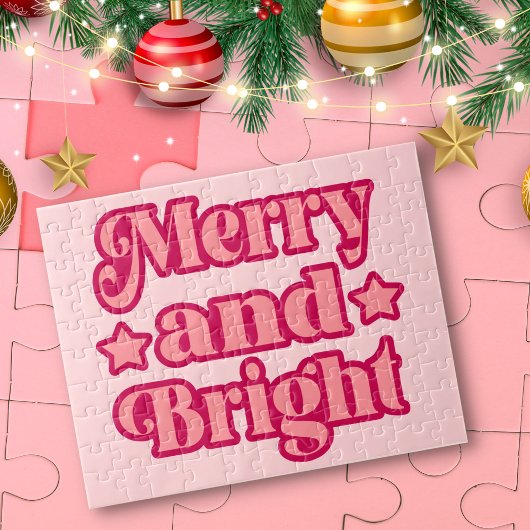 Lebhafte Pink Merry und helle Weihnachten Puzzle