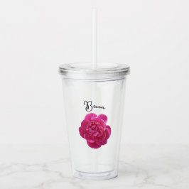 Lebhafte Pink Peony Blume Personalisiert Acryltrinkbecher