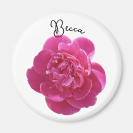 Lebhafte Pink Peony Blume Personalisiert Magnet