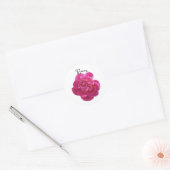 Lebhafte Pink Peony Blume Personalisiert Runder Aufkleber (Umschlag)