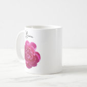 Lebhafte Pink Peony Blume personalisierte Mug Kaffeetasse (Vorderseite Links)