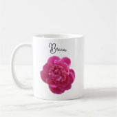 Lebhafte Pink Peony Blume personalisierte Mug Kaffeetasse (Links)