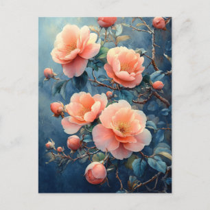 Lebhafte Pink Peony Blume Wasserfarbe Postkarte