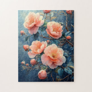 Lebhafte Pink Peony Blume Wasserfarbe Puzzle
