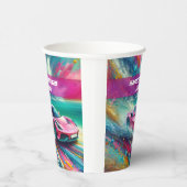 Lebhafte Pink Sportscar am Tropical Beach Pappbecher (Rechts)