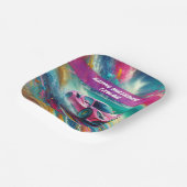 Lebhafte Pink Sportscar am Tropical Beach Pappteller (Gewinkelt)