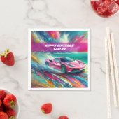 Lebhafte Pink Sportscar am Tropical Beach Serviette (Beispiel)