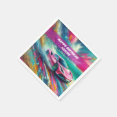 Lebhafte Pink Sportscar am Tropical Beach Serviette (Ecke)