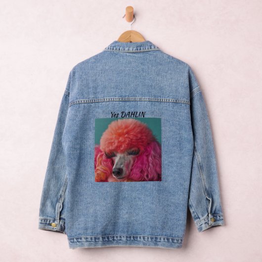 Lebhafte Pink Standard Poodle & Long Eyelashes Jeansjacke (Hangar)