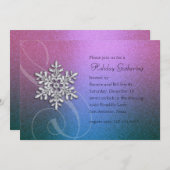 Lebhafte Pink- und Aquamarine Snowflake Holiday Pa Einladung (Vorne/Hinten)