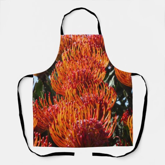 Lebhafte Pinsel-Protea-Blume im Blut Schürze (Vorderseite)