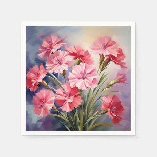 Lebhafte Pinselstriche Pink Dianthus Serviette