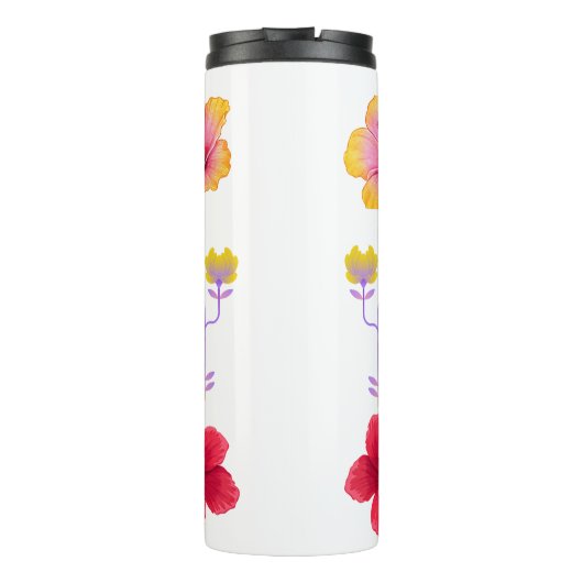 Lebhafte Pixel Art Tropical Blume Thermosbecher (Rückseite)