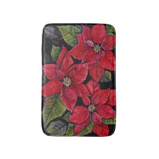 Lebhafte Poinsettia in Wasserfarbe Badematte (Vorderseite Vertikal)