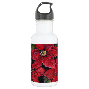 Lebhafte Poinsettia in Wasserfarbe Edelstahlflasche