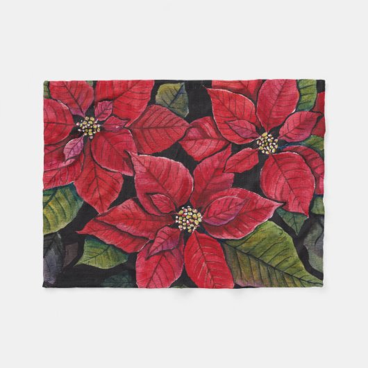 Lebhafte Poinsettia in Wasserfarbe Fleecedecke (Vorderseite (Horizontal))