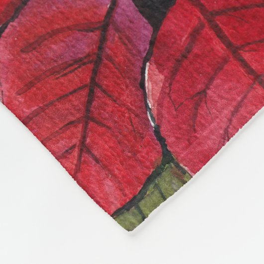 Lebhafte Poinsettia in Wasserfarbe Fleecedecke (Ecke)