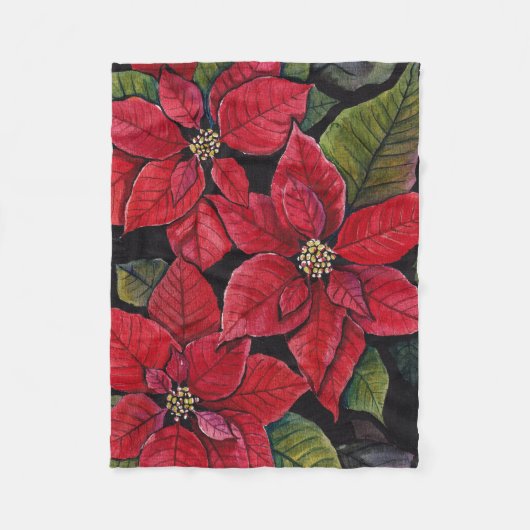 Lebhafte Poinsettia in Wasserfarbe Fleecedecke (Vorderseite)