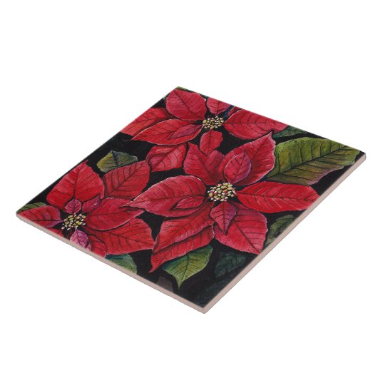 Lebhafte Poinsettia in Wasserfarbe Fliese (Seite)
