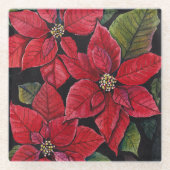 Lebhafte Poinsettia in Wasserfarbe Glasuntersetzer (Vorderseite)