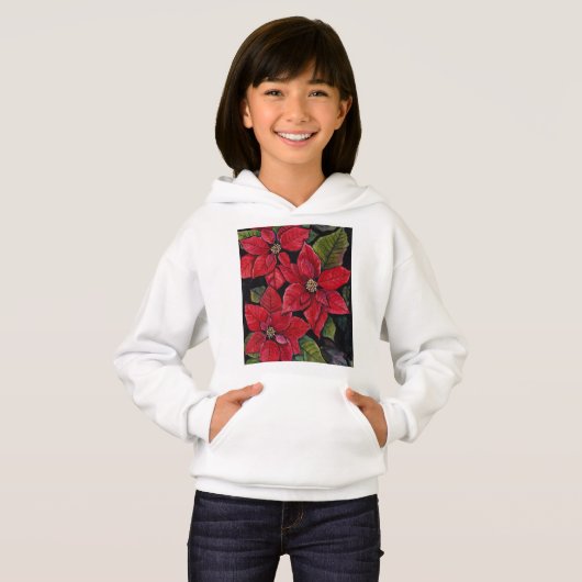 Lebhafte Poinsettia in Wasserfarbe Hoodie (Vorne ganz)