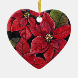 Lebhafte Poinsettia in Wasserfarbe Keramik Ornament