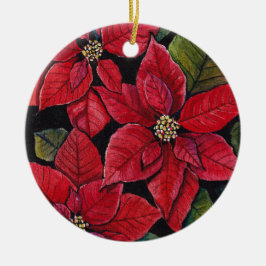 Lebhafte Poinsettia in Wasserfarbe Keramik Ornament