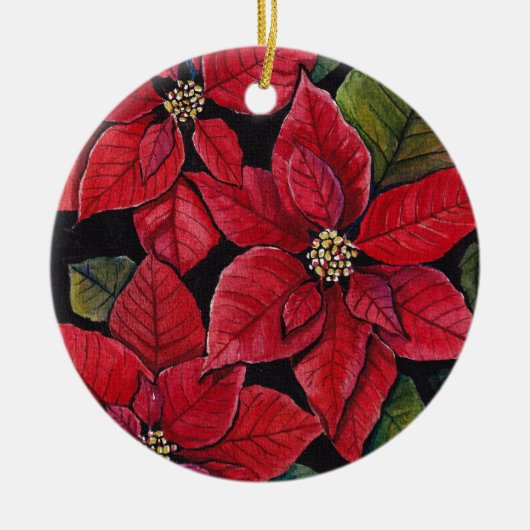 Lebhafte Poinsettia in Wasserfarbe Keramik Ornament (Vorne)
