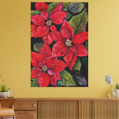 Lebhafte Poinsettia in Wasserfarbe Leinwanddruck (Insitu (Wohnzimmer))