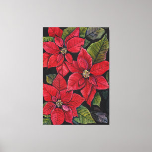 Lebhafte Poinsettia in Wasserfarbe Leinwanddruck