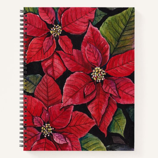 Lebhafte Poinsettia in Wasserfarbe Notizblock (Vorderseite)