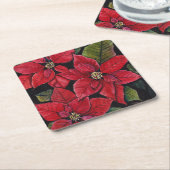 Lebhafte Poinsettia in Wasserfarbe Rechteckiger Pappuntersetzer (angewinkelt)