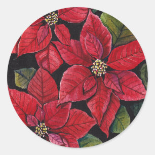 Lebhafte Poinsettia in Wasserfarbe Runder Aufkleber