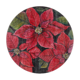 Lebhafte Poinsettia in Wasserfarbe Schneidebrett