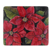 Lebhafte Poinsettia in Wasserfarbe Schneidebrett (Vorderseite)