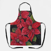 Lebhafte Poinsettia in Wasserfarbe Schürze (Vorderseite)