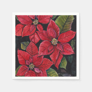Lebhafte Poinsettia in Wasserfarbe Serviette