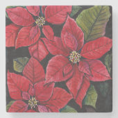 Lebhafte Poinsettia in Wasserfarbe Steinuntersetzer (Vorderseite)