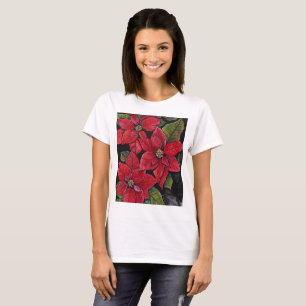Lebhafte Poinsettia in Wasserfarbe T-Shirt